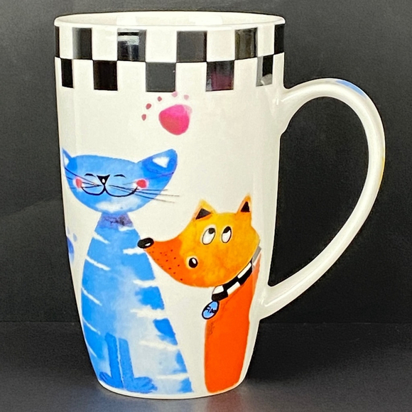 Mayfair & Jackson Cat and Dog Coffee Mug 16-18 oz Tall Colourful - Picture 1 of 7